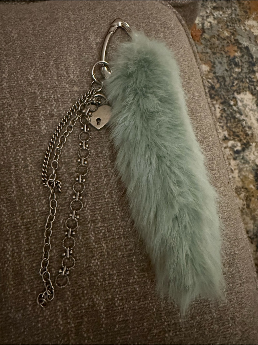 Free People Faux Fur Pom Bag Charm in Sage Green - Women's Accessory